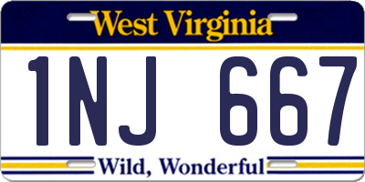 WV license plate 1NJ667