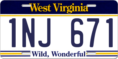 WV license plate 1NJ671