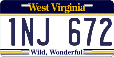 WV license plate 1NJ672