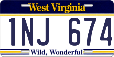 WV license plate 1NJ674