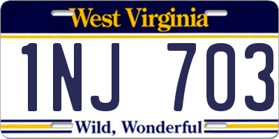 WV license plate 1NJ703