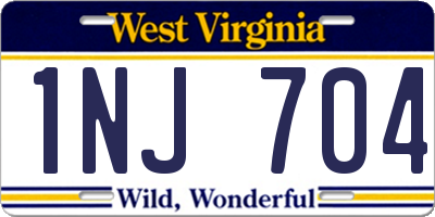 WV license plate 1NJ704