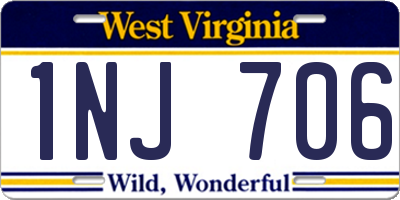 WV license plate 1NJ706