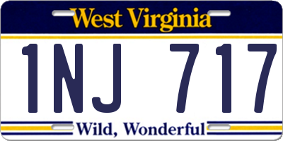 WV license plate 1NJ717