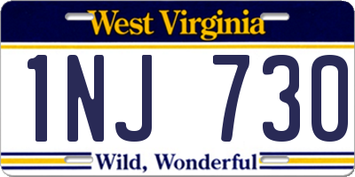 WV license plate 1NJ730