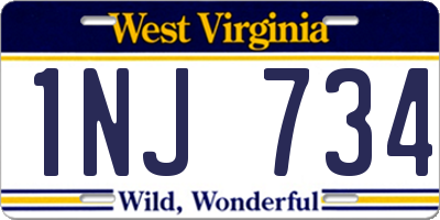 WV license plate 1NJ734