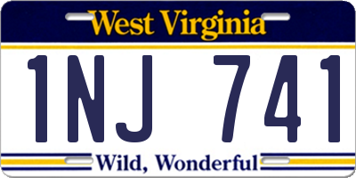 WV license plate 1NJ741
