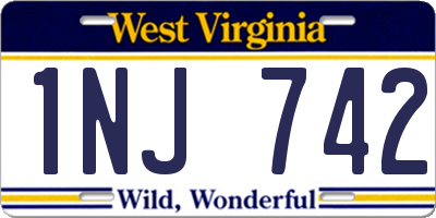 WV license plate 1NJ742