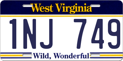 WV license plate 1NJ749