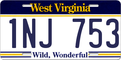 WV license plate 1NJ753