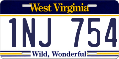 WV license plate 1NJ754