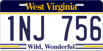 WV license plate 1NJ756