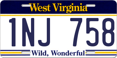 WV license plate 1NJ758