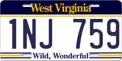 WV license plate 1NJ759