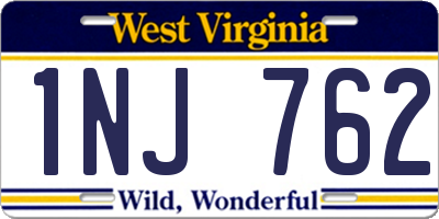 WV license plate 1NJ762
