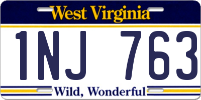 WV license plate 1NJ763
