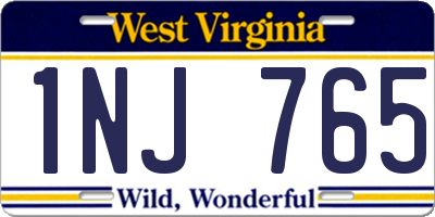 WV license plate 1NJ765