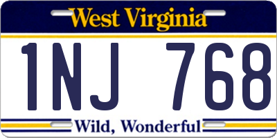 WV license plate 1NJ768