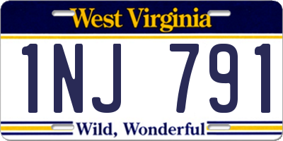 WV license plate 1NJ791