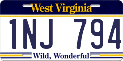 WV license plate 1NJ794