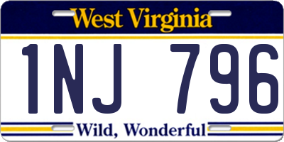 WV license plate 1NJ796