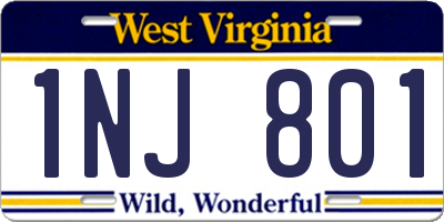 WV license plate 1NJ801