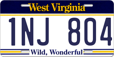 WV license plate 1NJ804