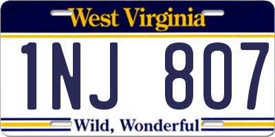 WV license plate 1NJ807