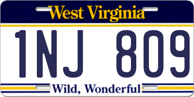 WV license plate 1NJ809
