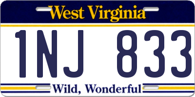 WV license plate 1NJ833
