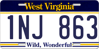 WV license plate 1NJ863