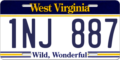 WV license plate 1NJ887