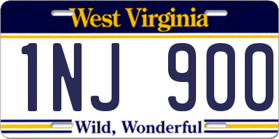 WV license plate 1NJ900