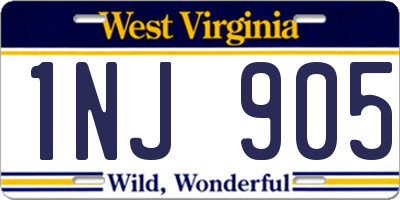 WV license plate 1NJ905