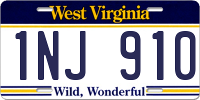 WV license plate 1NJ910