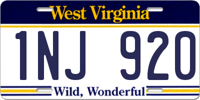 WV license plate 1NJ920