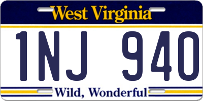 WV license plate 1NJ940