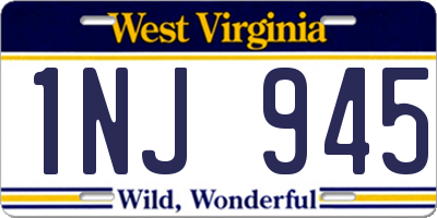 WV license plate 1NJ945