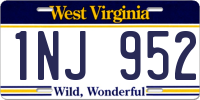 WV license plate 1NJ952