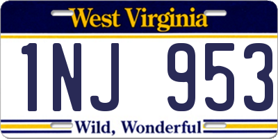 WV license plate 1NJ953