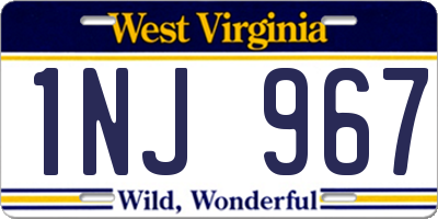 WV license plate 1NJ967