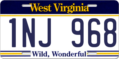 WV license plate 1NJ968
