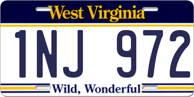 WV license plate 1NJ972