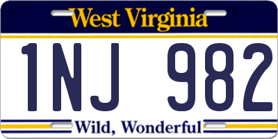WV license plate 1NJ982