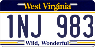 WV license plate 1NJ983