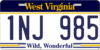 WV license plate 1NJ985