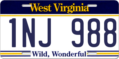 WV license plate 1NJ988