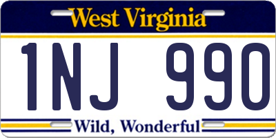 WV license plate 1NJ990