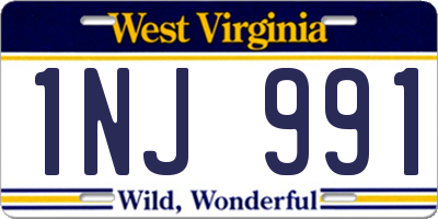 WV license plate 1NJ991