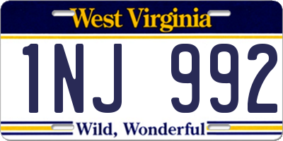 WV license plate 1NJ992
